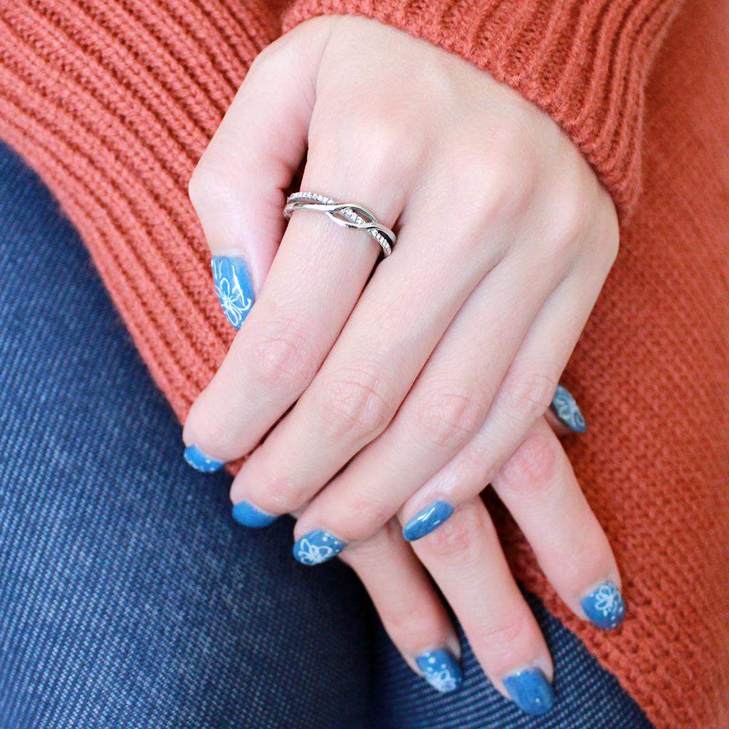 Alamode High polished (no plating) Stainless Steel Ring with AAA Grade CZ in Clear - Alamode - Flyclothing LLC
