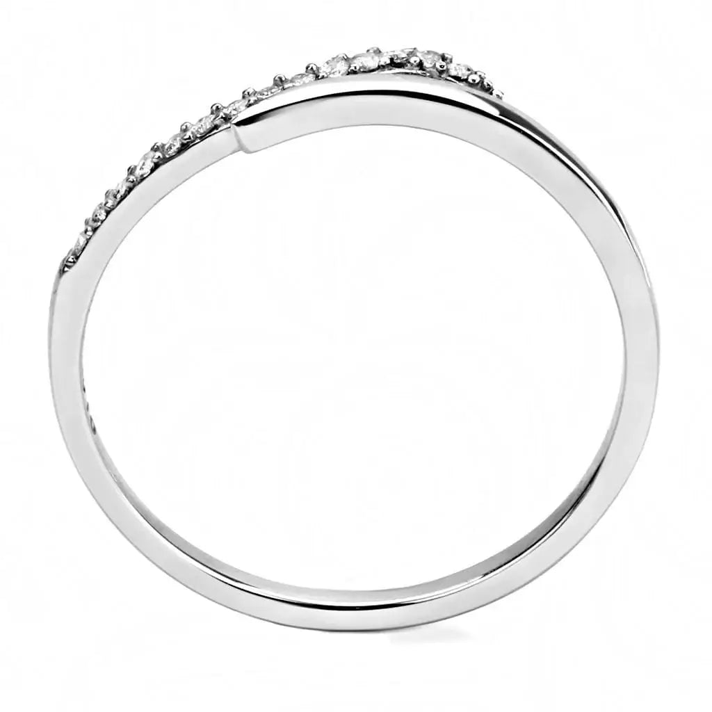 Alamode High polished (no plating) Stainless Steel Ring with AAA Grade CZ in Clear - Alamode - Flyclothing LLC