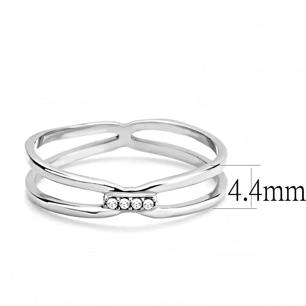 Alamode High polished (no plating) Stainless Steel Ring with AAA Grade CZ in Clear - Alamode - Flyclothing LLC