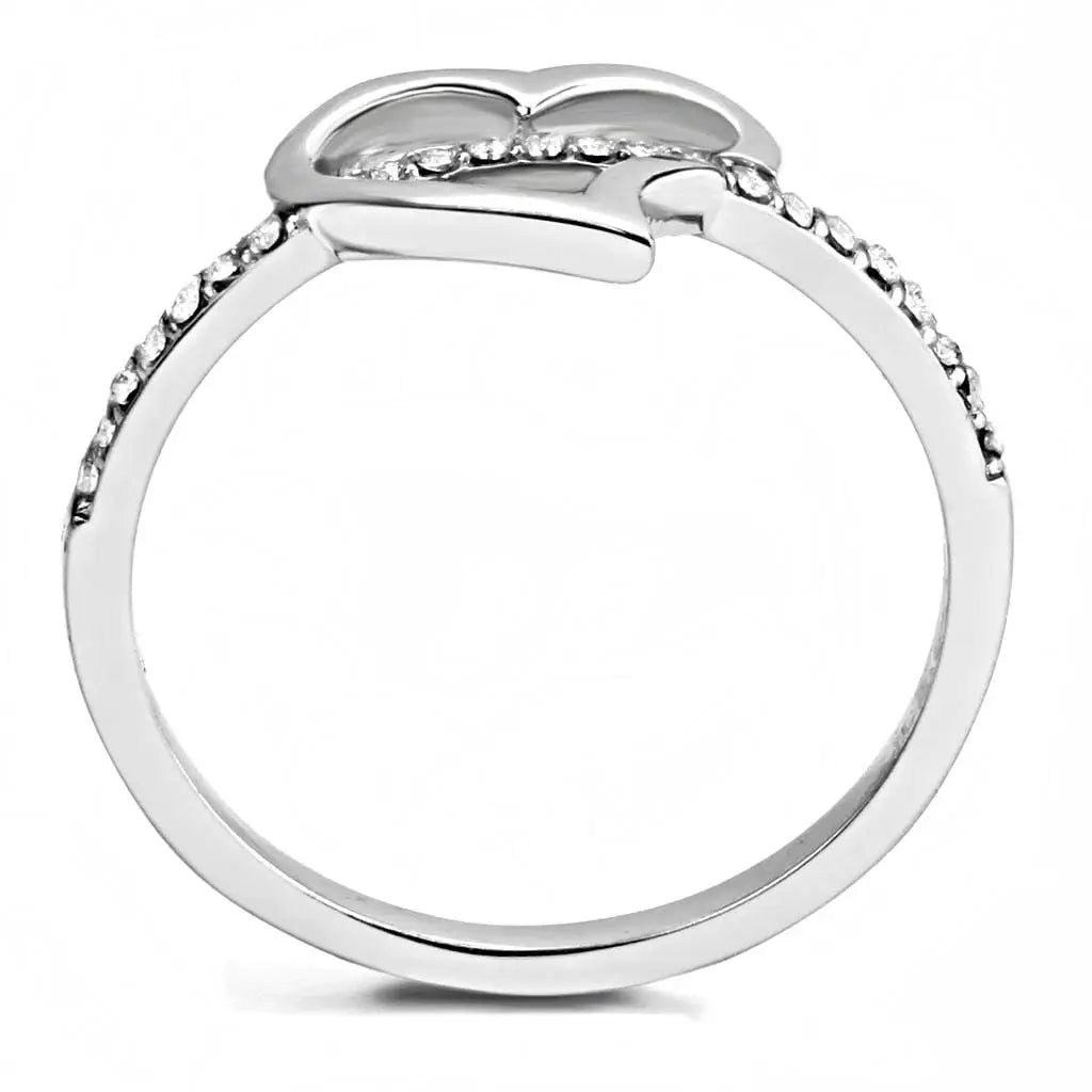 Alamode High polished (no plating) Stainless Steel Ring with AAA Grade CZ in Clear - Alamode - Flyclothing LLC
