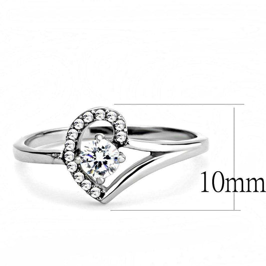 Alamode High polished (no plating) Stainless Steel Ring with AAA Grade CZ in Clear - Alamode - Flyclothing LLC