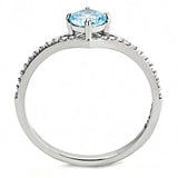 Alamode High polished (no plating) Stainless Steel Ring with AAA Grade CZ in Sea Blue - Alamode - Flyclothing LLC