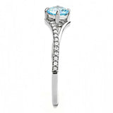 Alamode High polished (no plating) Stainless Steel Ring with AAA Grade CZ in Sea Blue - Alamode - Flyclothing LLC