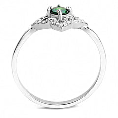Alamode High polished (no plating) Stainless Steel Ring with AAA Grade CZ in Emerald