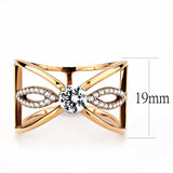 Alamode IP Rose Gold(Ion Plating) Stainless Steel Ring with AAA Grade CZ in Clear - Alamode - Flyclothing LLC