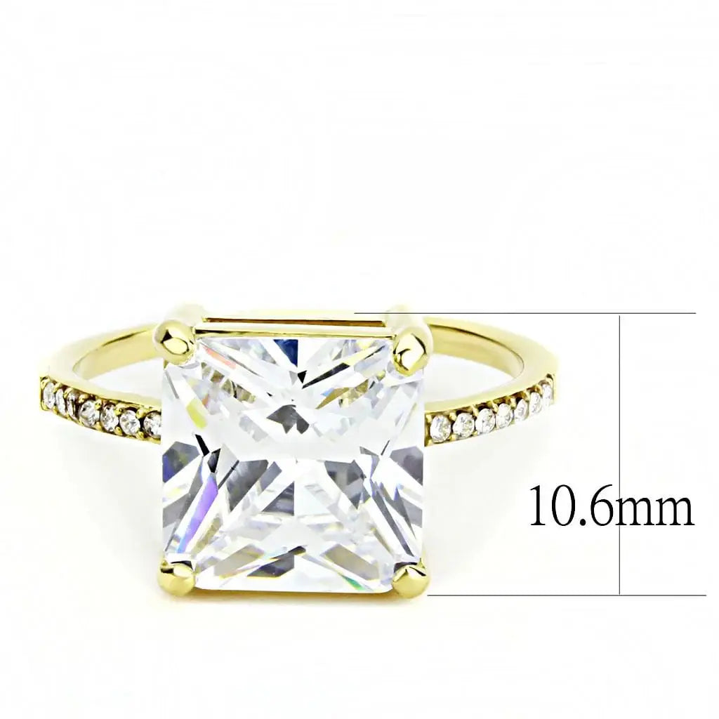 Alamode IP Gold(Ion Plating) Stainless Steel Ring with AAA Grade CZ in Clear - Alamode - Flyclothing LLC