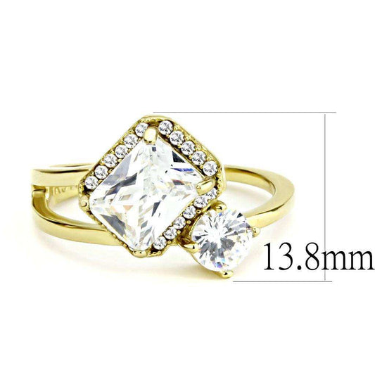 Alamode IP Gold(Ion Plating) Stainless Steel Ring with AAA Grade CZ in Clear - Alamode - Flyclothing LLC