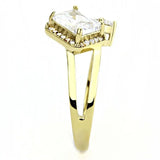 Alamode IP Gold(Ion Plating) Stainless Steel Ring with AAA Grade CZ in Clear - Alamode - Flyclothing LLC
