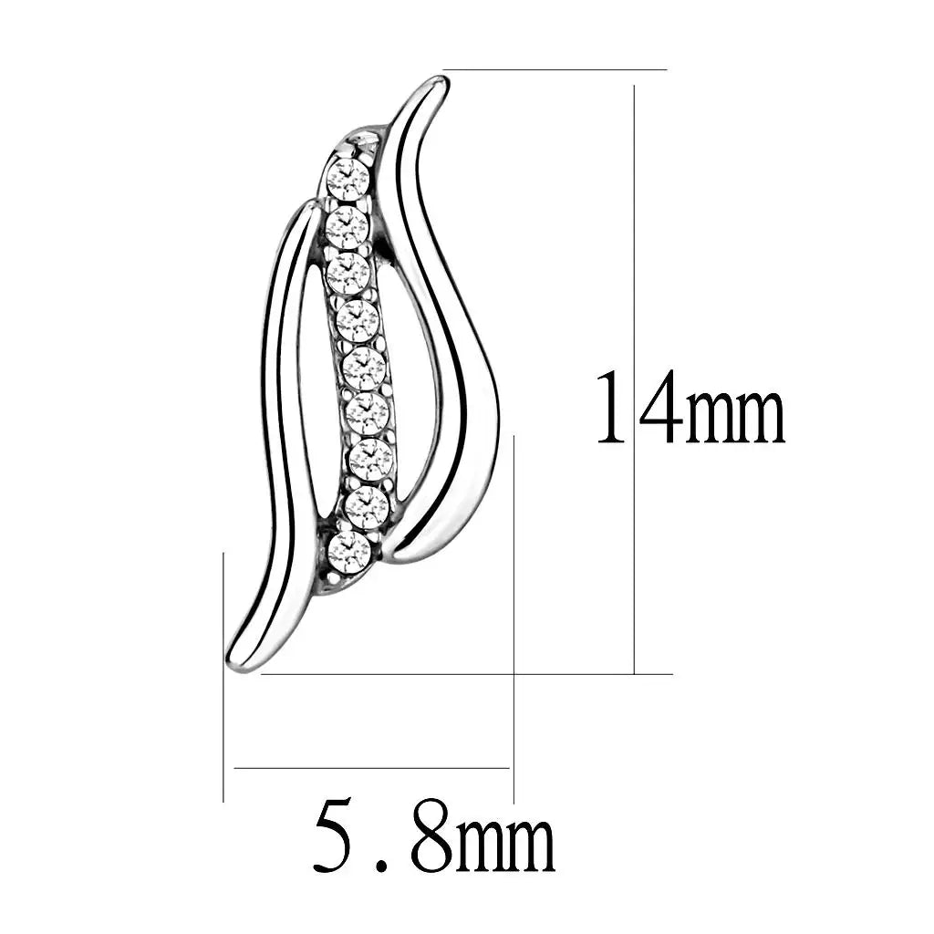 Alamode High polished (no plating) Stainless Steel Earrings with AAA Grade CZ in Clear - Alamode - Flyclothing LLC