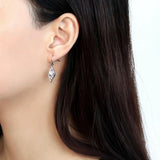 Alamode High polished (no plating) Stainless Steel Earrings with AAA Grade CZ in Clear - Alamode