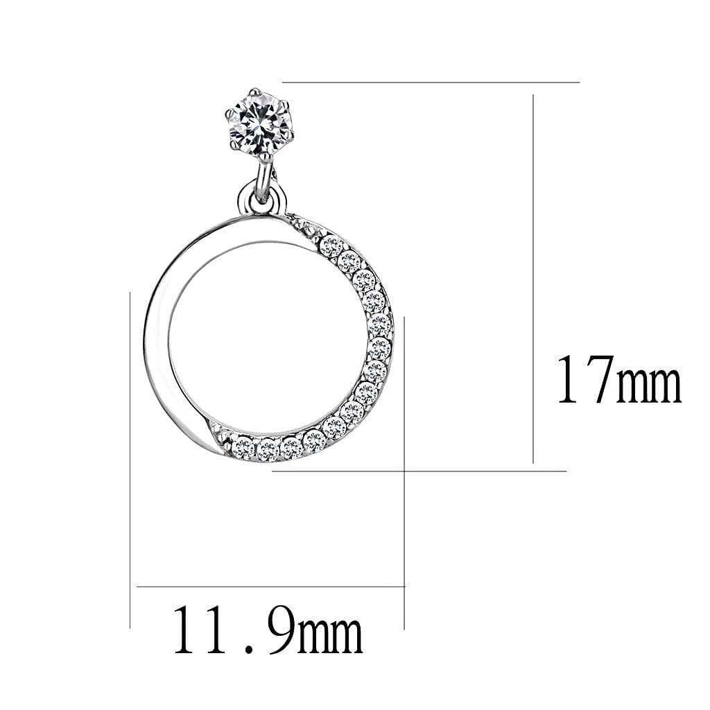 Alamode High polished (no plating) Stainless Steel Earrings with AAA Grade CZ in Clear - Alamode