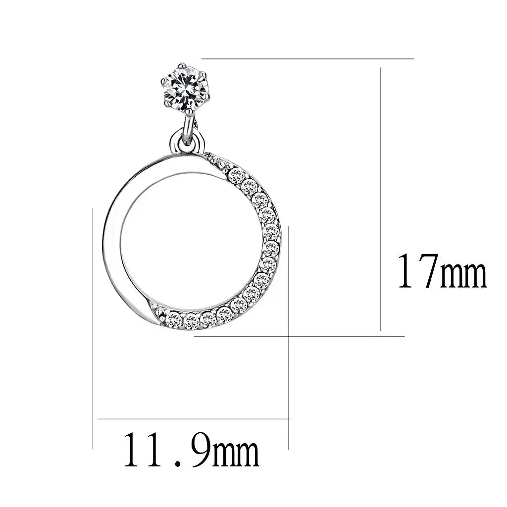 Alamode High polished (no plating) Stainless Steel Earrings with AAA Grade CZ in Clear - Alamode - Flyclothing LLC