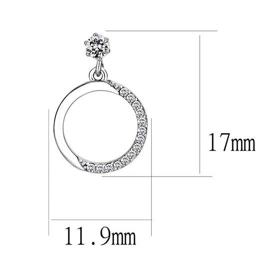 Alamode High polished (no plating) Stainless Steel Earrings with AAA Grade CZ in Clear - Alamode