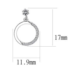 Alamode High polished (no plating) Stainless Steel Earrings with AAA Grade CZ in Clear - Alamode