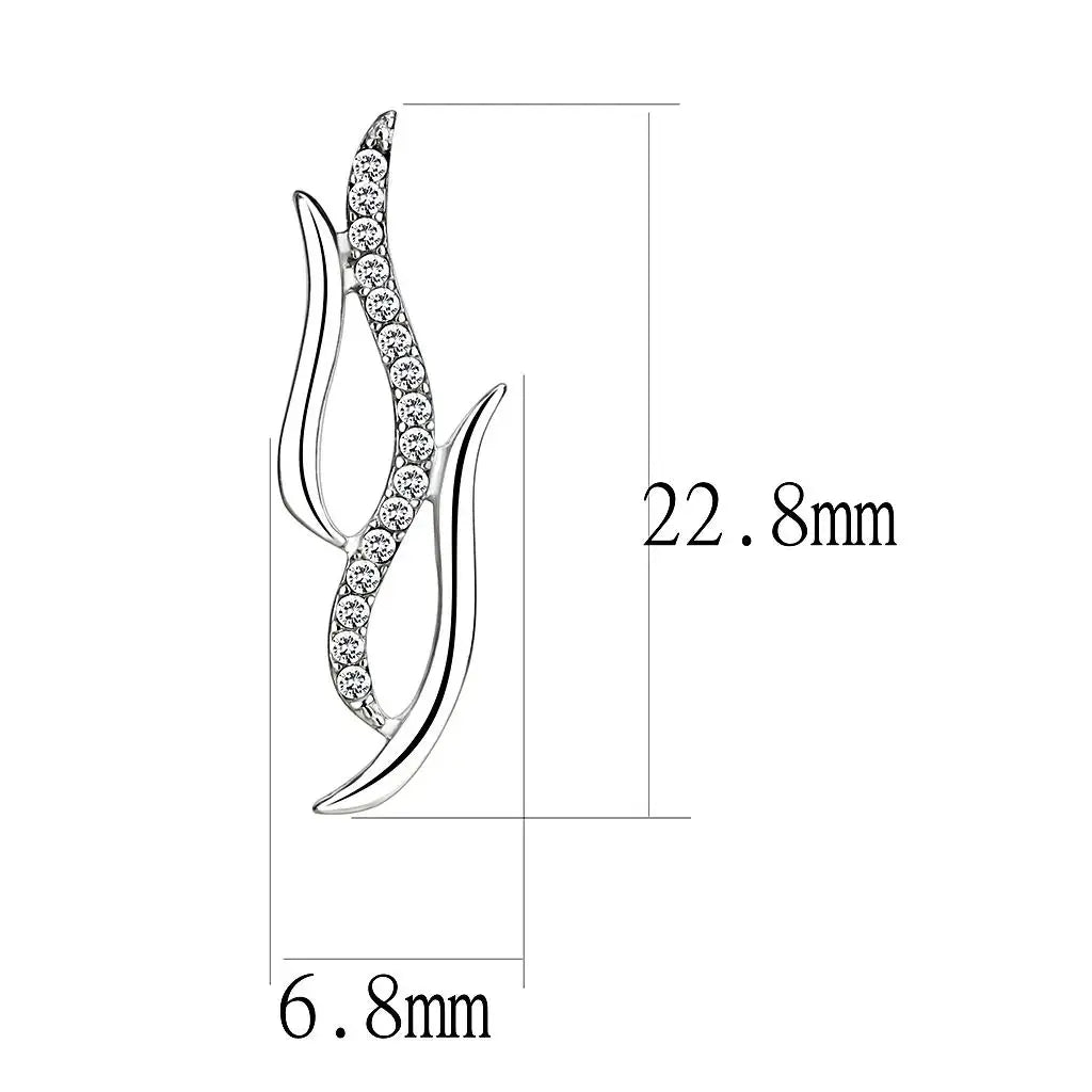 Alamode High polished (no plating) Stainless Steel Earrings with AAA Grade CZ in Clear - Alamode - Flyclothing LLC