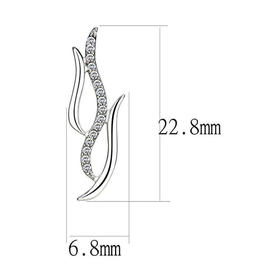 Alamode High polished (no plating) Stainless Steel Earrings with AAA Grade CZ in Clear - Alamode - Flyclothing LLC