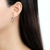 Alamode High polished (no plating) Stainless Steel Earrings with AAA Grade CZ in Clear - Alamode - Flyclothing LLC