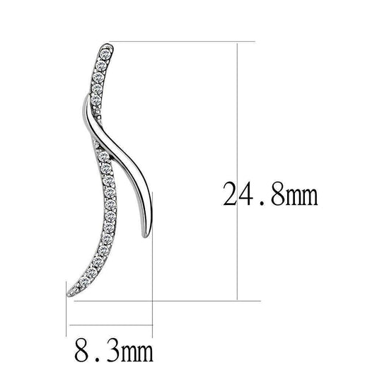 Alamode High polished (no plating) Stainless Steel Earrings with AAA Grade CZ in Clear - Alamode - Flyclothing LLC
