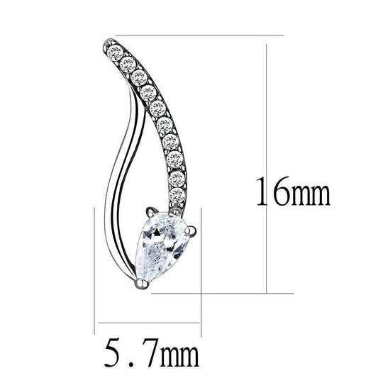 Alamode High polished (no plating) Stainless Steel Earrings with AAA Grade CZ in Clear - Alamode - Flyclothing LLC