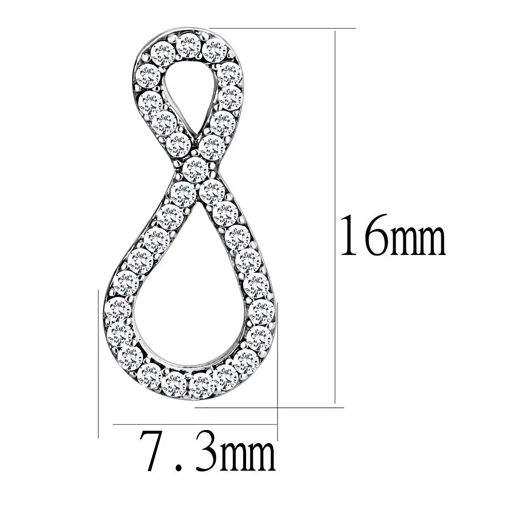 Alamode High polished (no plating) Stainless Steel Earrings with AAA Grade CZ in Clear - Alamode - Flyclothing LLC