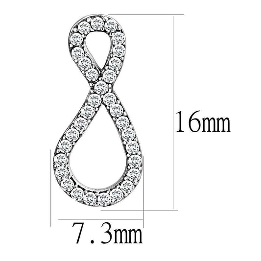 Alamode High polished (no plating) Stainless Steel Earrings with AAA Grade CZ in Clear - Alamode - Flyclothing LLC