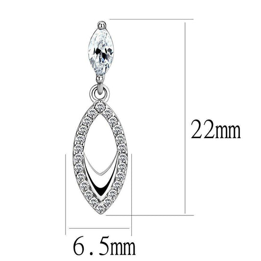 Alamode High polished (no plating) Stainless Steel Earrings with AAA Grade CZ in Clear - Alamode - Flyclothing LLC
