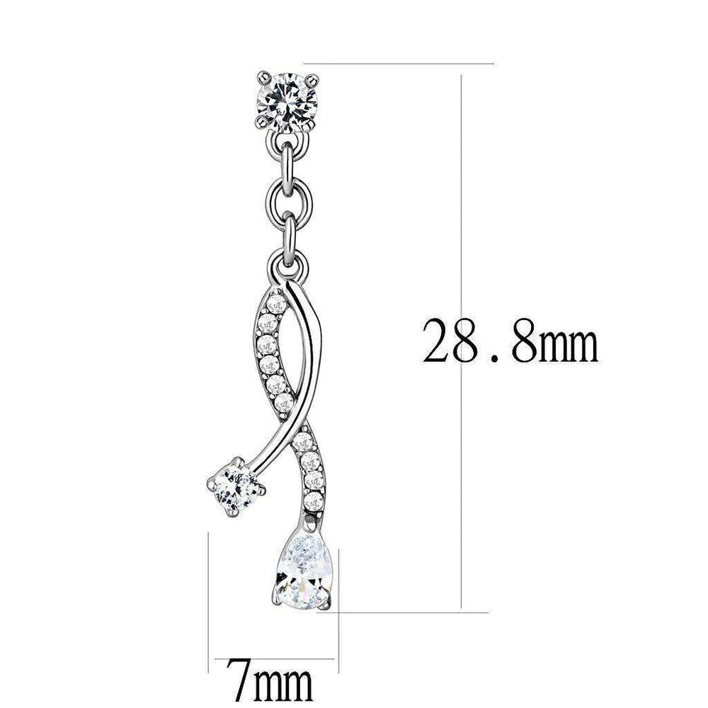 Alamode High polished (no plating) Stainless Steel Earrings with AAA Grade CZ in Clear - Alamode - Flyclothing LLC