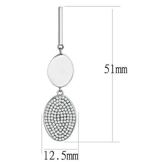 Alamode High polished (no plating) Stainless Steel Earrings with AAA Grade CZ in Clear - Alamode - Flyclothing LLC