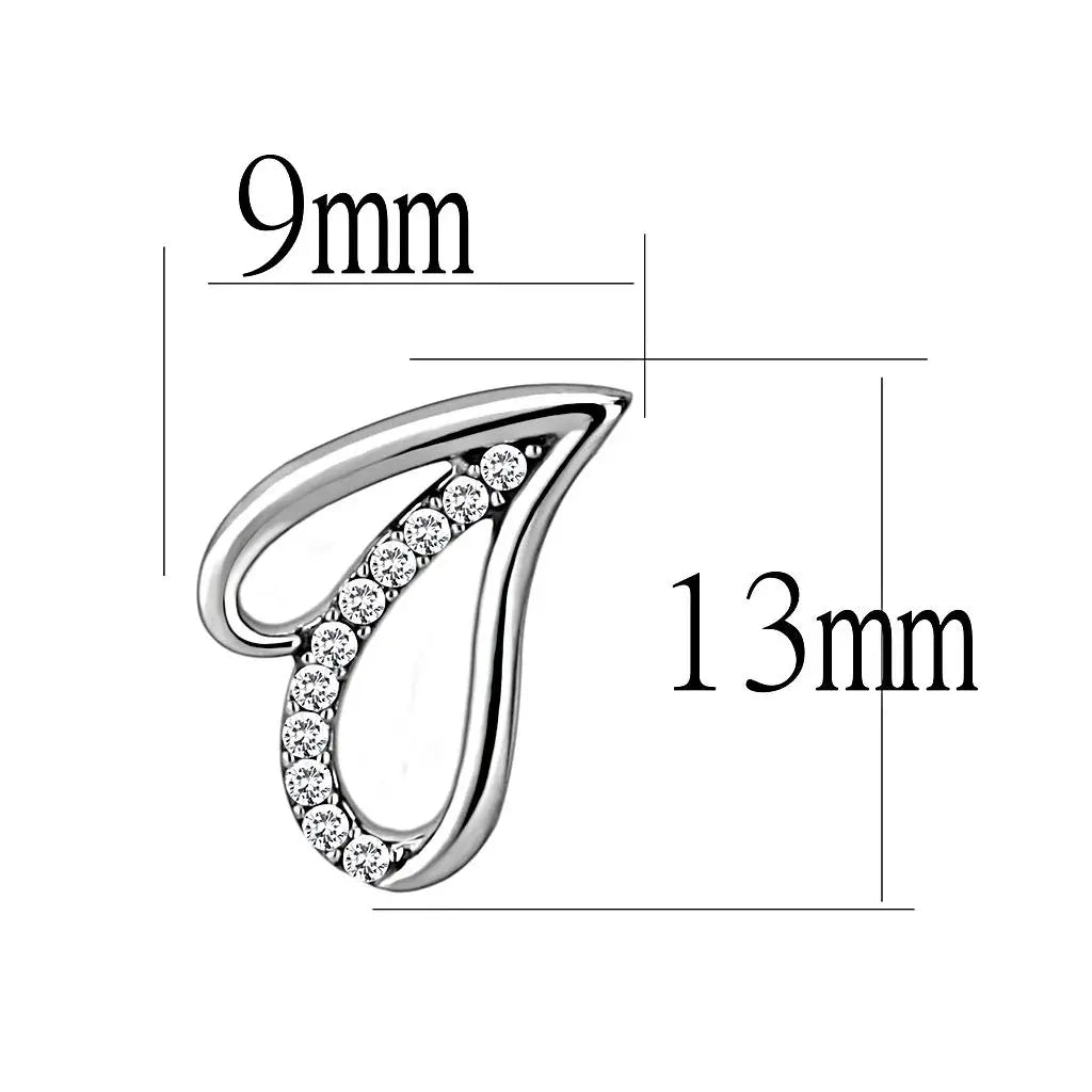 Alamode High polished (no plating) Stainless Steel Earrings with AAA Grade CZ in Clear - Alamode - Flyclothing LLC
