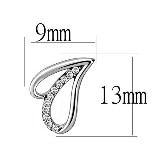 Alamode High polished (no plating) Stainless Steel Earrings with AAA Grade CZ in Clear - Alamode - Flyclothing LLC