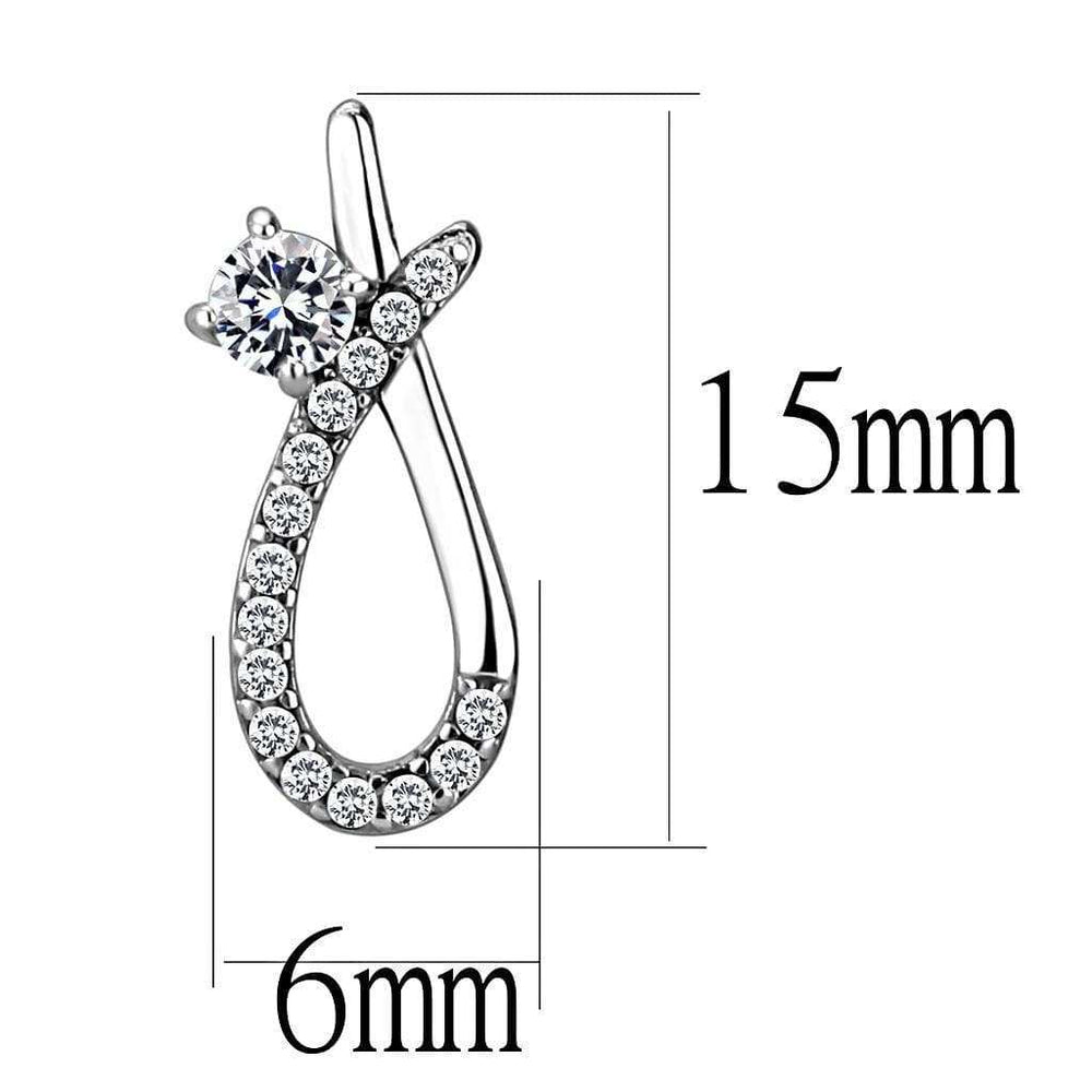 Alamode High polished (no plating) Stainless Steel Earrings with AAA Grade CZ in Clear - Alamode - Flyclothing LLC