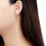 Alamode High polished (no plating) Stainless Steel Earrings with AAA Grade CZ in Clear - Alamode