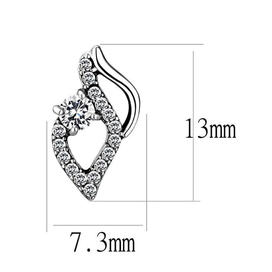 Alamode High polished (no plating) Stainless Steel Earrings with AAA Grade CZ in Clear - Alamode - Flyclothing LLC