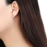 Alamode High polished (no plating) Stainless Steel Earrings with AAA Grade CZ in Clear - Alamode - Flyclothing LLC