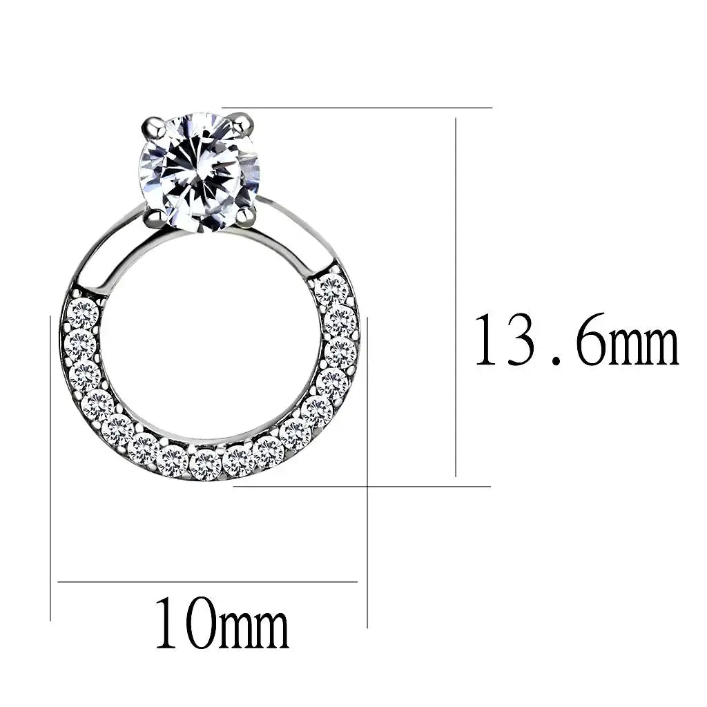Alamode High polished (no plating) Stainless Steel Earrings with AAA Grade CZ in Clear - Alamode - Flyclothing LLC
