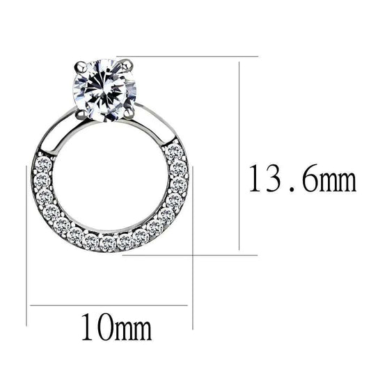 Alamode High polished (no plating) Stainless Steel Earrings with AAA Grade CZ in Clear - Alamode - Flyclothing LLC