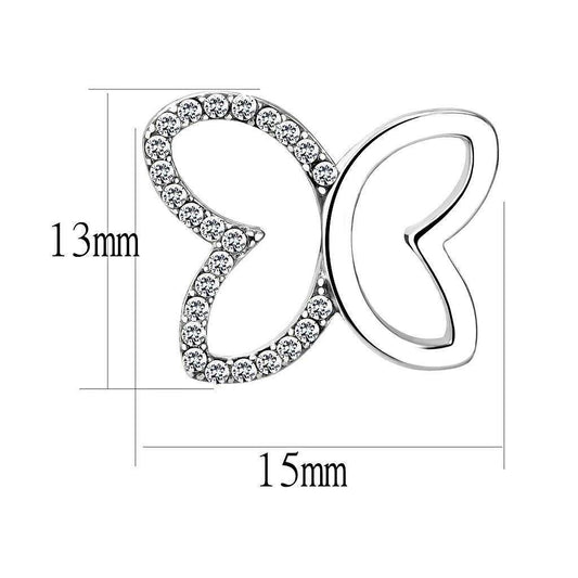 Alamode High polished (no plating) Stainless Steel Earrings with AAA Grade CZ in Clear - Alamode - Flyclothing LLC