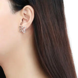 Alamode High polished (no plating) Stainless Steel Earrings with AAA Grade CZ in Clear - Alamode - Flyclothing LLC