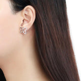 Alamode High polished (no plating) Stainless Steel Earrings with AAA Grade CZ in Clear - Alamode