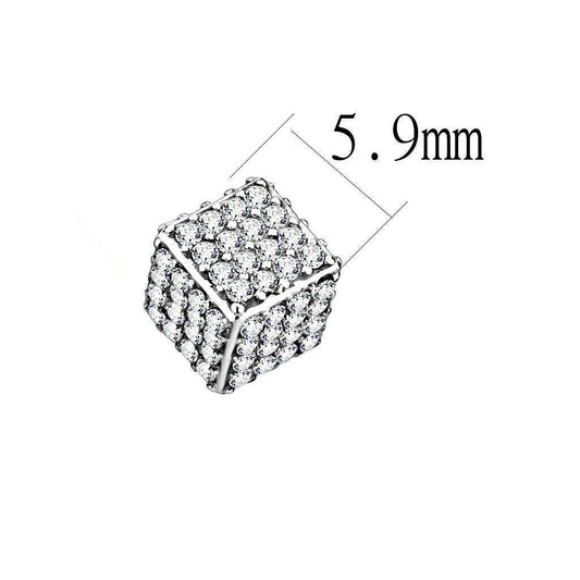 Alamode High polished (no plating) Stainless Steel Earrings with AAA Grade CZ in Clear - Alamode - Flyclothing LLC