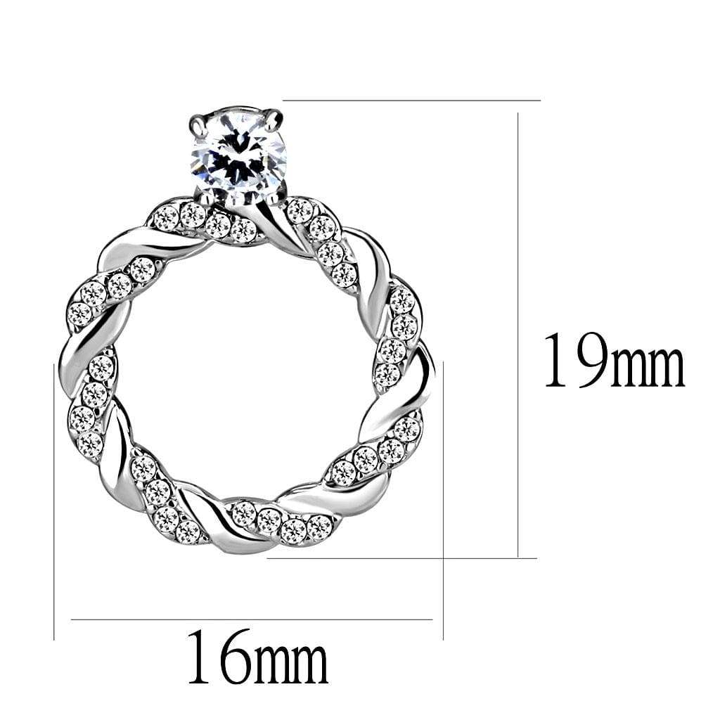Alamode High polished (no plating) Stainless Steel Earrings with AAA Grade CZ in Clear - Alamode - Flyclothing LLC