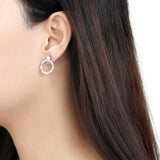 Alamode High polished (no plating) Stainless Steel Earrings with AAA Grade CZ in Clear - Alamode - Flyclothing LLC