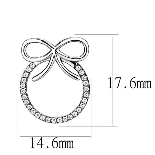 Alamode High polished (no plating) Stainless Steel Earrings with AAA Grade CZ in Clear - Alamode - Flyclothing LLC