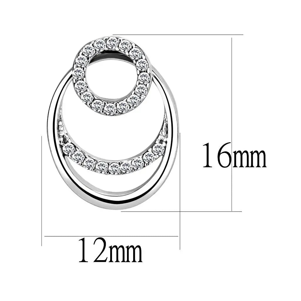 Alamode High polished (no plating) Stainless Steel Earrings with AAA Grade CZ in Clear - Alamode - Flyclothing LLC