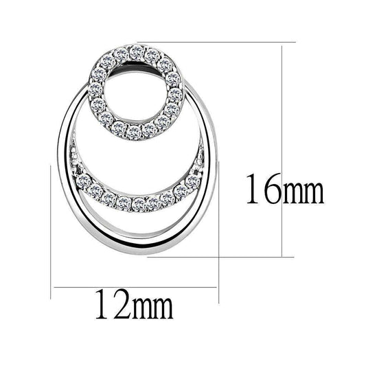 Alamode High polished (no plating) Stainless Steel Earrings with AAA Grade CZ in Clear - Alamode - Flyclothing LLC