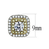 Alamode Two-Tone IP Gold (Ion Plating) Stainless Steel Earrings with AAA Grade CZ in Clear - Alamode - Flyclothing LLC