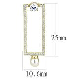 Alamode IP Gold(Ion Plating) Stainless Steel Earrings with Synthetic Pearl in White - Alamode - Flyclothing LLC