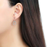 Alamode Two-Tone IP Rose Gold Stainless Steel Earrings with AAA Grade CZ in Clear - Alamode - Flyclothing LLC