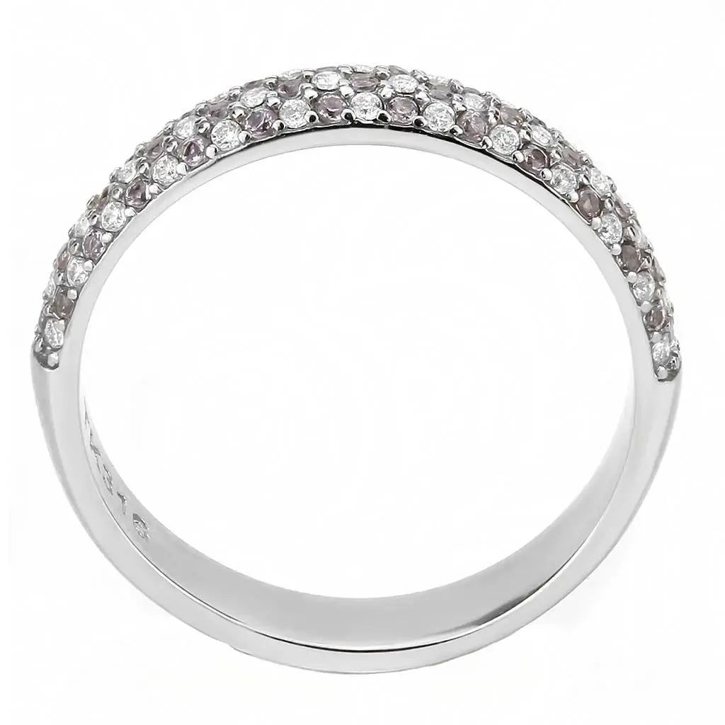 Alamode High polished (no plating) Stainless Steel Ring with AAA Grade CZ in Multi Color - Alamode - Flyclothing LLC