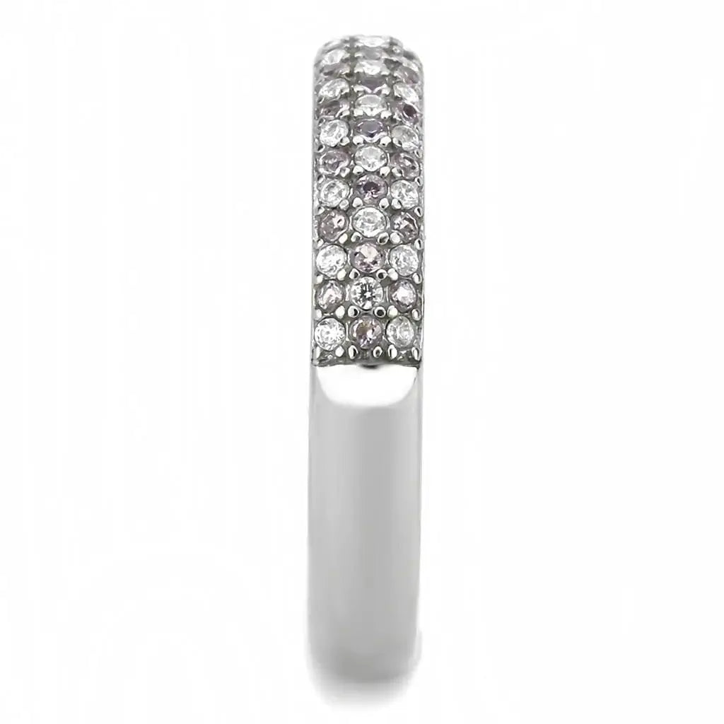 Alamode High polished (no plating) Stainless Steel Ring with AAA Grade CZ in Multi Color - Alamode - Flyclothing LLC